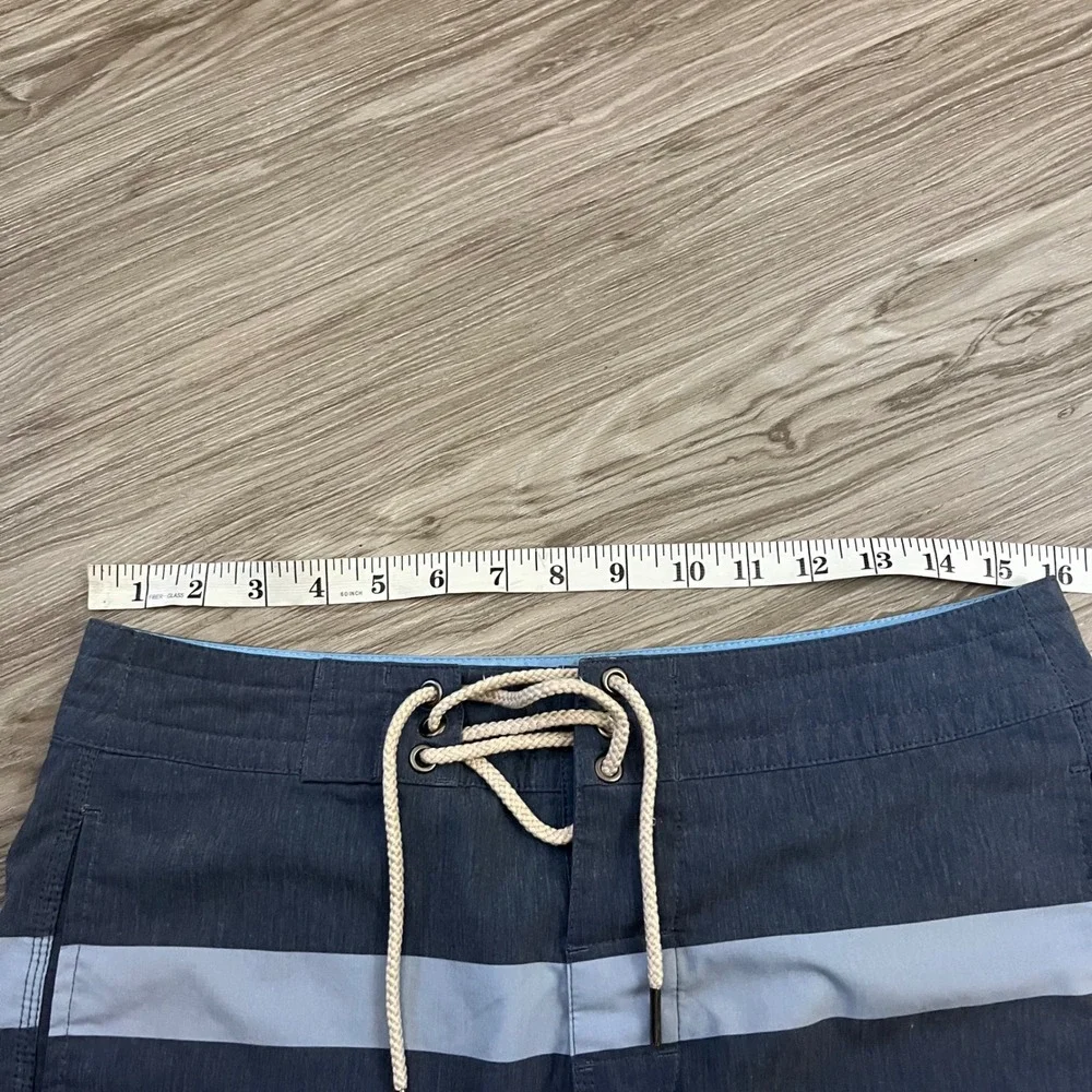Fair Harbor Mens Navy Blue Striped Board Shorts Swim Trunks Size 30